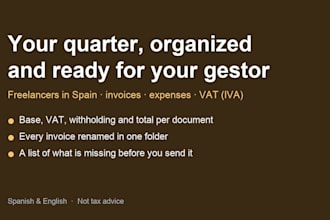 organize your quarterly invoices and expenses for your tax advisor in spain