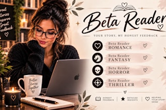 beta reader romance beta reader fantacy beta reader, horror thiller beta reader