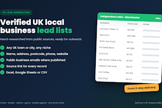 build a verified UK local business lead list from google maps