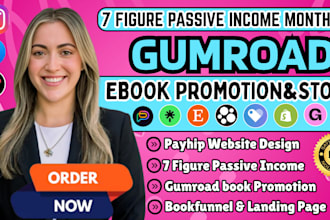 gumroad book promotion, gumroad store design, payhip website design, bookfunnel