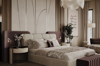 design and render a photorealistic 3d bedroom interior