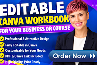 design editable canva workbooks for your business or course