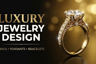 design stunning custom jewelry, pendant, bracelet, ring, and render it