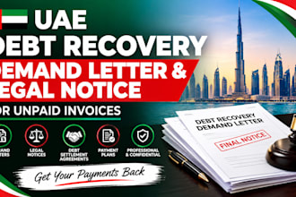 draft a uae debt recovery demand letter and legal notice for unpaid invoices