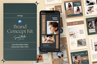 design minimalist canva brand kit, logo, brand guideline and social media kits