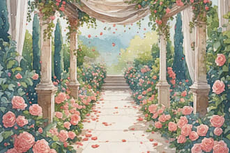 draw watercolor wedding venue