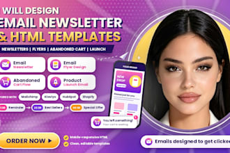 design email newsletter flyers HTML template abandoned cart product launch email