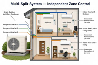 plan ductless mini split and multi zone heat pump layouts