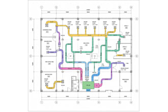 draft commercial hvac duct layouts for offices and retail spaces