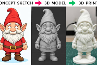 sculpt your 2d image to printable 3d character model stl 3mf file, 3d printing