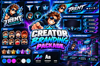 design a custom gaming logo kit and branding package for creators