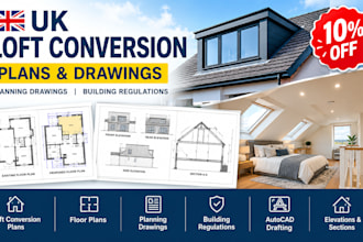 design UK loft conversion plans floor plans planning drawing building regs