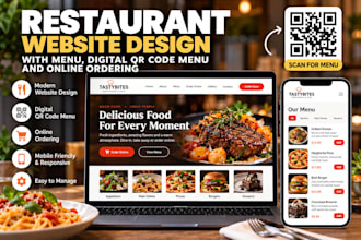 design restaurant website with menu, digital qr code menu and online ordering