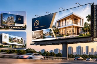 real estate billboard rendering, outdoor advertising mockup design services