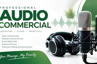 produce audio commercial for radio or streaming, audio editing, riverside podcas