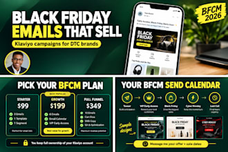 set up klaviyo black friday and cyber monday email campaigns for dtc brands