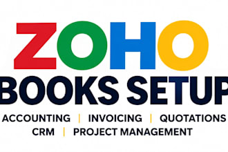 setup zoho books, invoicing, quotations, CRM and project management