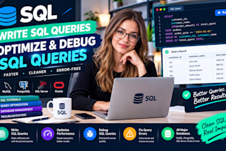 write sql queries, optimize sql queries, debug sql queries fix sql query errors