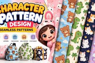 create seamless character patterns and cartoon prints for your brand