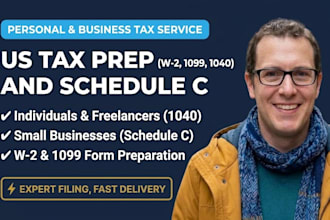 prepare w2, 1099, tax return, 1040, iand schedule c