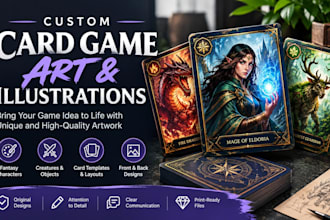 design custom card game art and illustrations