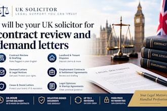 be your UK solicitor for contract review and demand letters