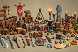 create any 3d low poly props assets for your game