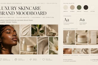 create skincare brand moodboard and style guide and creative direction