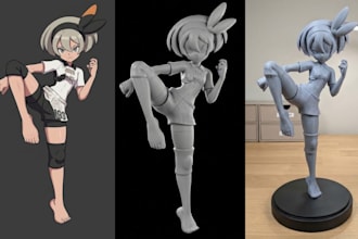 turn 2d art sketch photo image to stl realistic 3d model ready for 3d printing