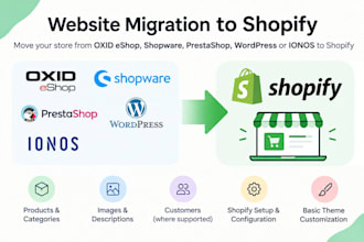 migrate oxid eshop shopware prestashop wordpress ecwid ionos to shopify store