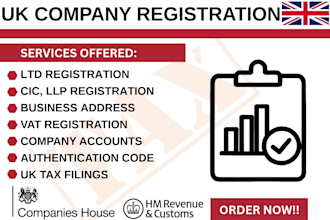 do UK ltd company registration, cic formation, and vat