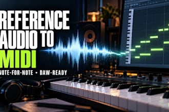 transcribe music, piano and guitar to midi file in 48 hours