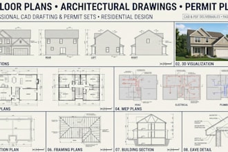 design detailed 2d house plans, elevations and architectural layouts