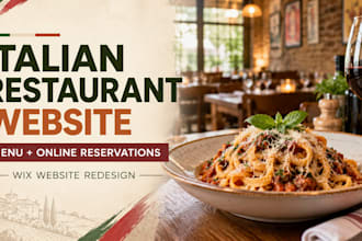 redesign italian wix restaurant website with online reservations menu