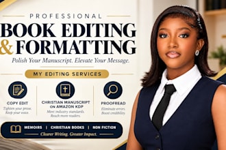 copy edit memoir, christian manuscript on amazon KDP, proofread non fiction book