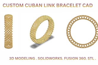 design custom cuban link bracelet 3d cad for 3d printing, solidwork, stl files
