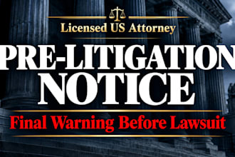 draft a pre litigation breach of contract legal notice as a US attorney