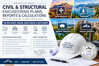 new mexico oregon dakota civil structural plans reports calc seal sign approval