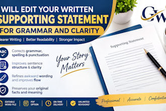 create written supporting statement for grammer and clarity