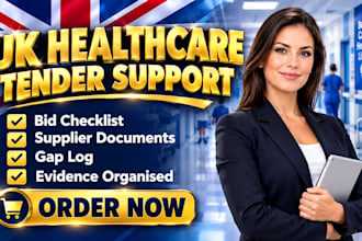 prepare UK healthcare tenders bid checklists and organise supplier documents