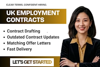 draft or update UK employment contracts and offer letters in 24hours