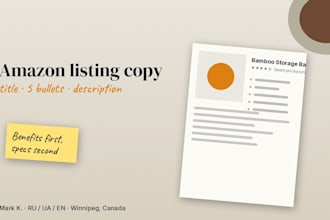write amazon listing title, bullet points and description