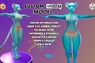 do 3d furry nsfw model, vrchat avatar, 3d vtuber model, vrc character, vrm