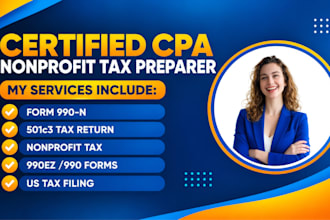 prepare and efile irs form 990, 990ez, 990n for 501c3 nonprofit tax compliance