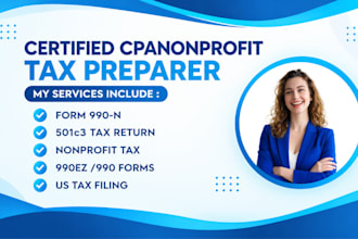 prepare and efile irs form 990, 990ez, 990n for 501c3 nonprofit tax compliance
