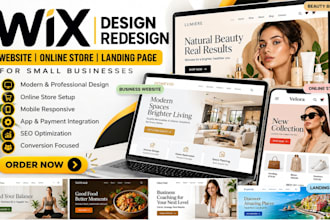 design redesign a wix website, wix online store,landing page for small businesse
