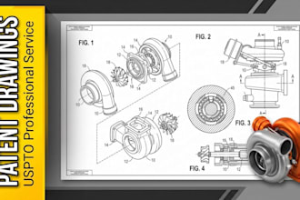 create uspto patent drawing, utility design patent illustration and line art