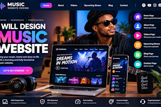 build music website, podcast website dj website artise website, musician website
