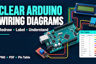 redraw your arduino wiring diagram with clear labels and a pin table