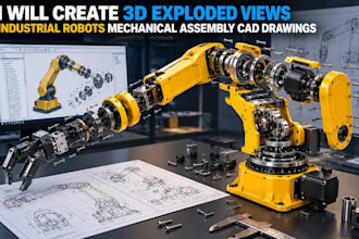 create 3d exploded views industrial robots mechanical assembly cad drawings
